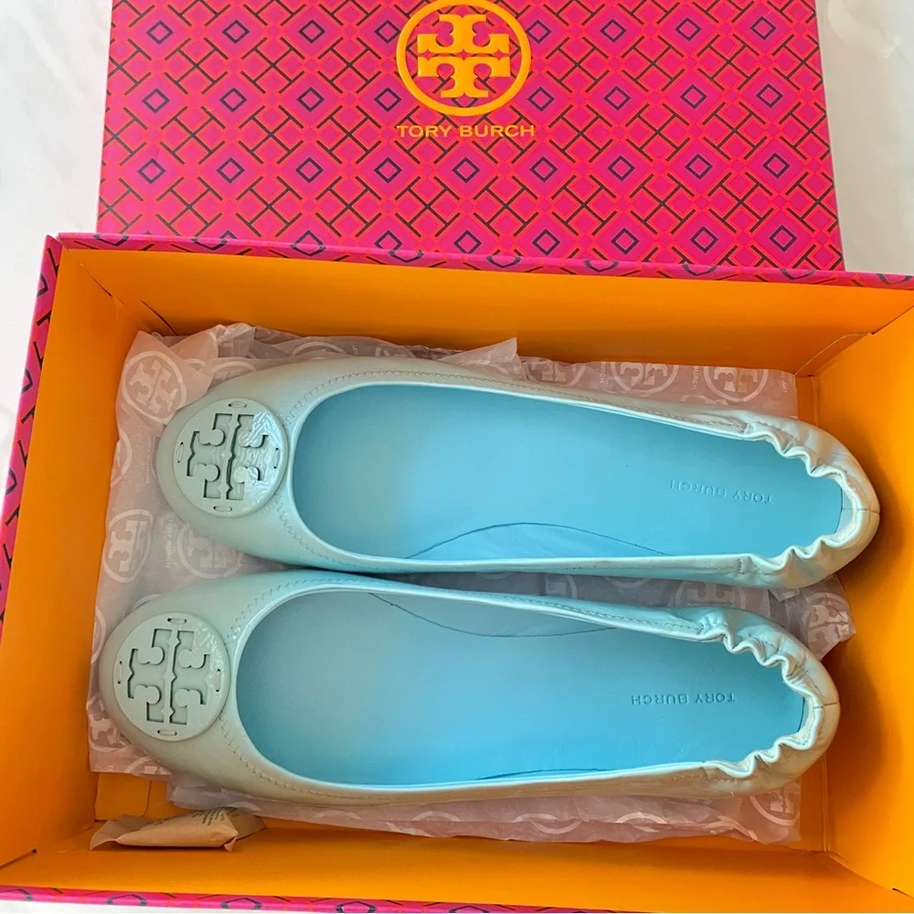 Tory Burch Blue Minnie Travel Ballet